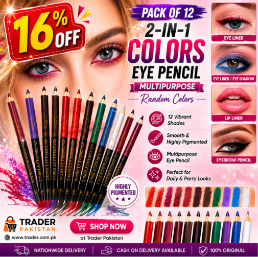 Pack of 12 Colors Eye Pencil | Multipurpose Eye Pencil Set