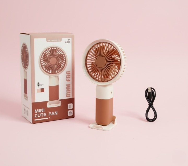 Mini Cute Fan Portable USB Rechargeable Handheld Cooling Fan for Kids & Adults, Stand/Base Included (Random Color) - Image 2