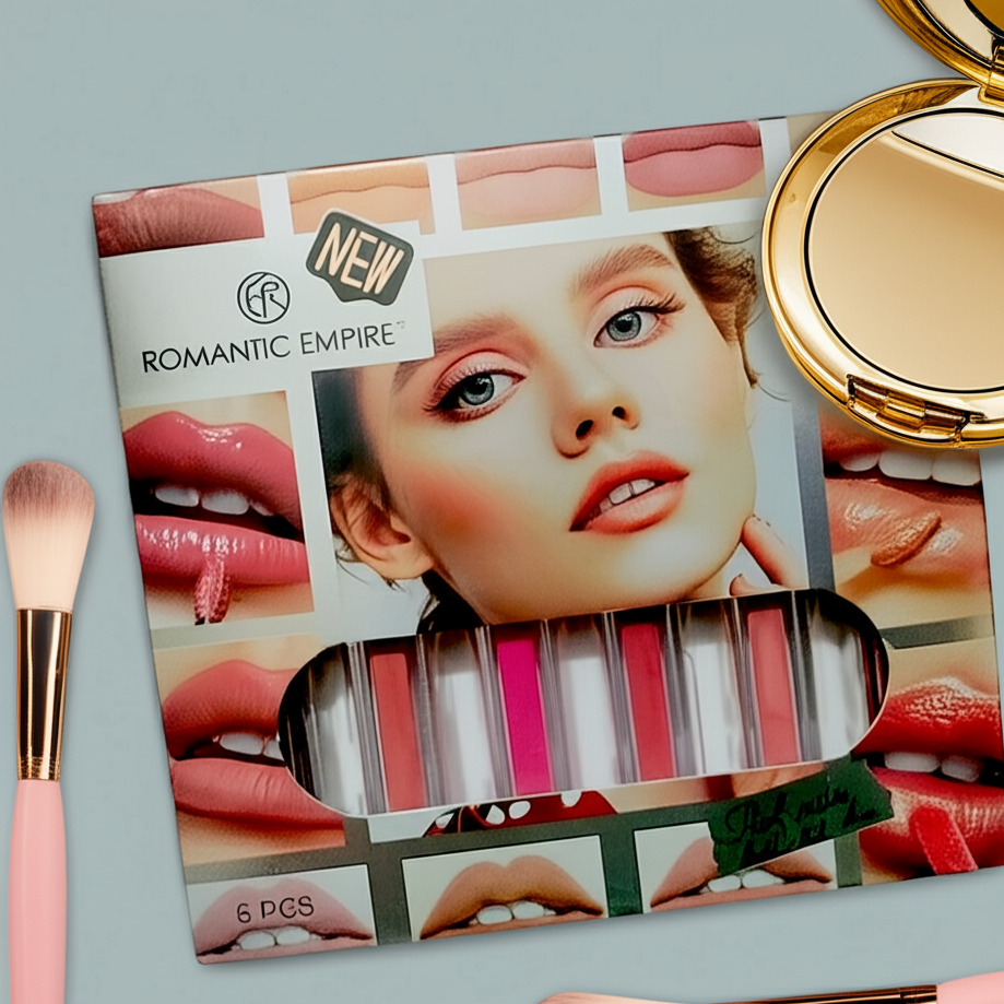 6-Piece Matte Lip Gloss Set  , Waterproof Lip Color Kit for All-Day Wear P - Image 2