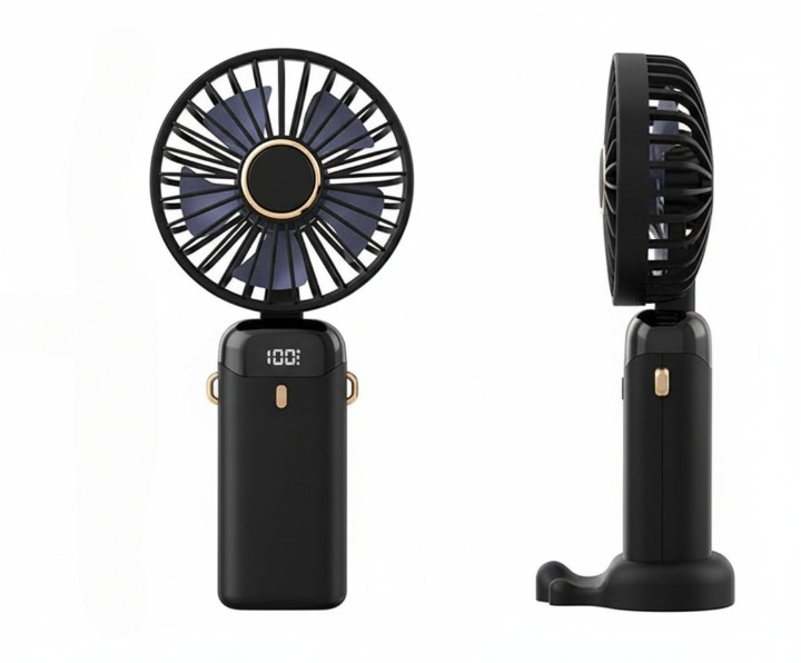 LED Digital Display Rechargeable Fan with USB Cable Portable Mini Cooling Fan with Adjustable Speed, Battery Indicator & Easy Charging (random color) - Image 4