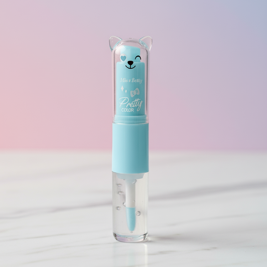 2 in 1 Cute Lip Balm + Lip Oil Moisturizing, Glossy & Nourishing Lip Care | Available in Yellow, Red, Pink, Dark Pink, Purple & Sky Blue - Image 2