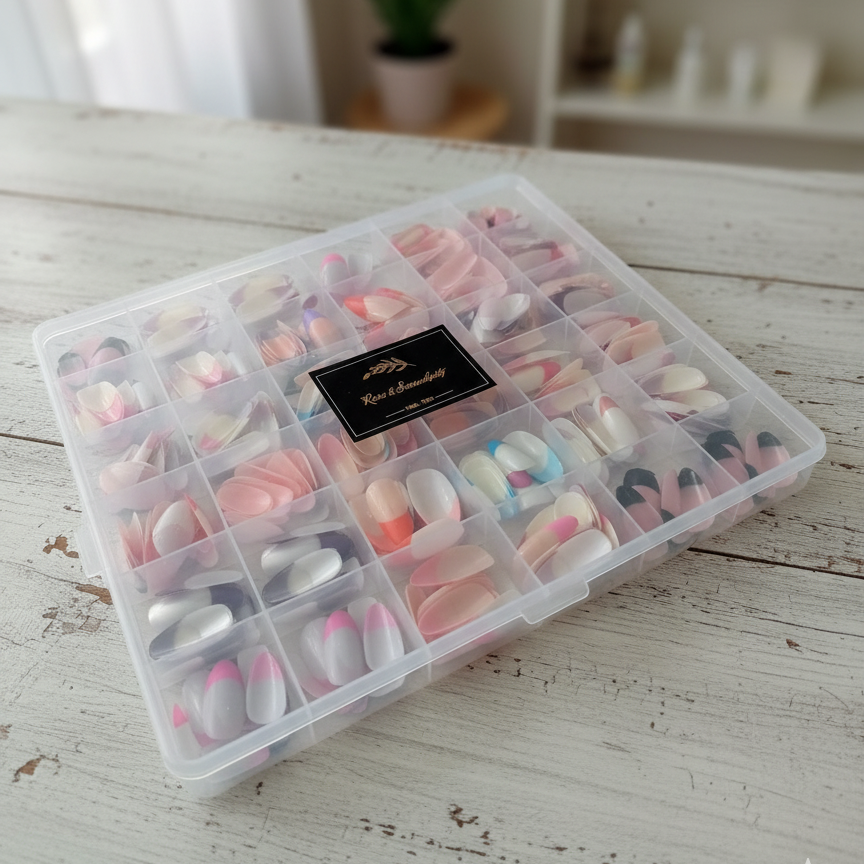 288 Pcs French Nails Set Multicolor ABS Plastic Nail Tips, Smooth & Even Coverage, Durable, Easy-to-Apply, Perfect for DIY & Professional Manicures - Image 3