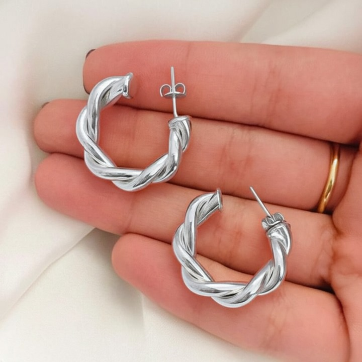 Twisted Sparkling Earrings for Women | Stylish Fashion Jewelry | Available in Silver & Golden - Image 5