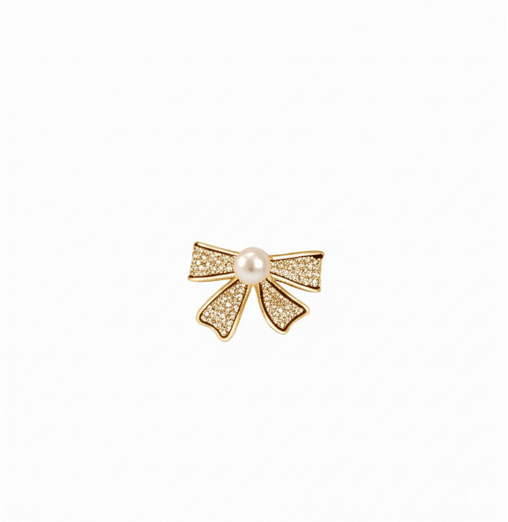 PJT-995 Bow Shape Zircon Pearl Earrings for Women Korean Style Jewelry with Sparkling Zircon & Classic Pearl Center | Available in Golden & Silver - Image 3