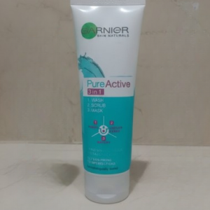 Garnier 3 in 1 Pure Active Face Wash  100ml Liquid Cleanser for All Skin Types, Deep Cleansing and Refreshing Skincare