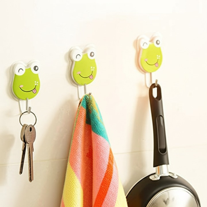 Pack Of 3 Self Adhesive Wall Hooks Waterproof Cartoon Sticky homes for Home & Kitchen | Heavy Duty Multipurpose Storage Hooks | Easy No-Drill Installation | Strong Adhesive for Glass, Wood, Plastic, Stainless Steel | (Random Color) - Image 4