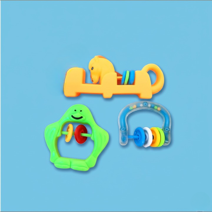 3 Pcs Baby Rattle Set Non-Toxic Plastic Toys for Newborns, Safe & Lightweight, Colorful Shapes for Sensory and Motor Skill Development (0-3 Years) - Image 4