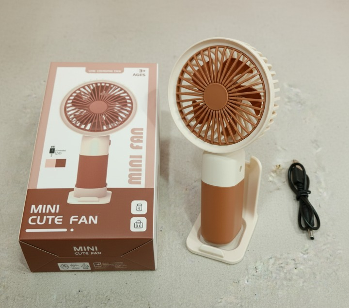 Mini Cute Fan Portable USB Rechargeable Handheld Cooling Fan for Kids & Adults, Stand/Base Included (Random Color)