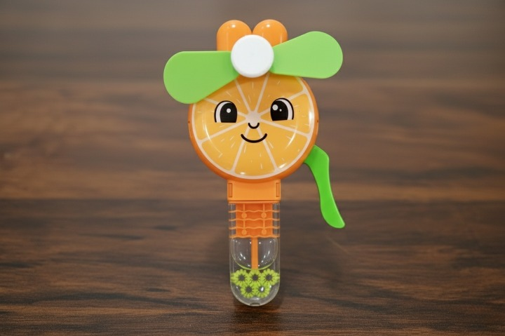 Handheld Fruit Shape Toy Fan for Kids Cute Cartoon Design, Safe Soft Blades, Portable Mini Fan for Summer Play & Cooling (Random Design) - Image 2
