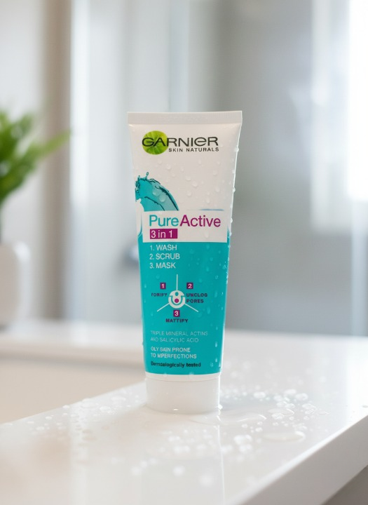 Garnier 3 in 1 Pure Active Face Wash 100ml Liquid Cleanser for All Skin Types, Deep Cleansing and Refreshing Skincare - Image 5