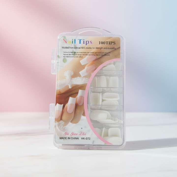 100 Pcs Fake Nails Set  White ABS Plastic Nail Tips, Durable & Easy-to-Apply, Smooth Finish for DIY Nail Art & Professional Salon Manicure - Image 4