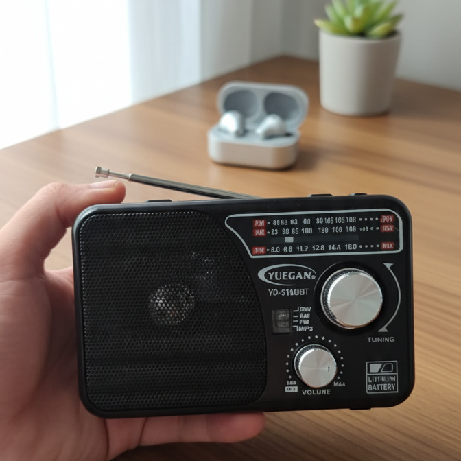 YUEGAN YG-518URT 3-Band Portable Radio with USB/TF MP3 Player, Aux Input, Flashlight & Rechargeable Battery AM/FM/SW - Image 2