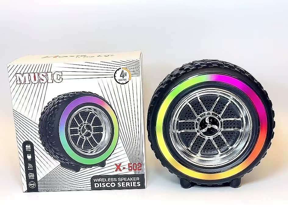 X-502 RGB Wheel-Shaped Wireless Speaker with Subwoofer Portable USB/BT Card Playback for Parties Computer Use - Image 3