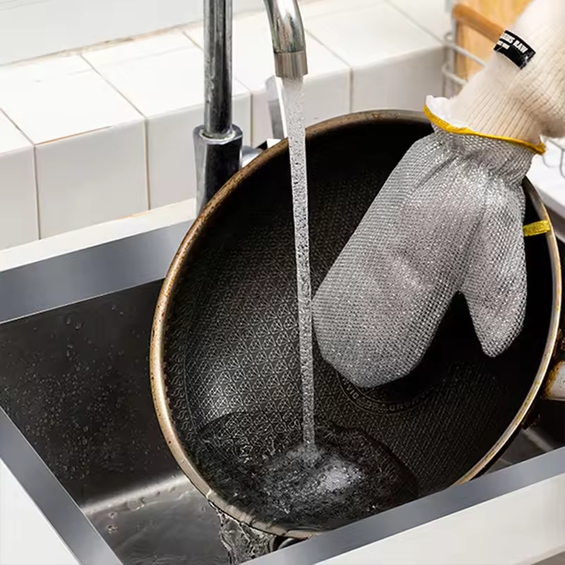 Multipurpose Wire Dishwashing Gloves | Dishwashing Rags for Wet and Dry, Steel Wire Miracle Cleaning Cloth with Glove Shape, Non-Scratch Wire Dish Cloths for Washing Dishes, Kitchen | Anti-heat aluminium gloves - Image 5