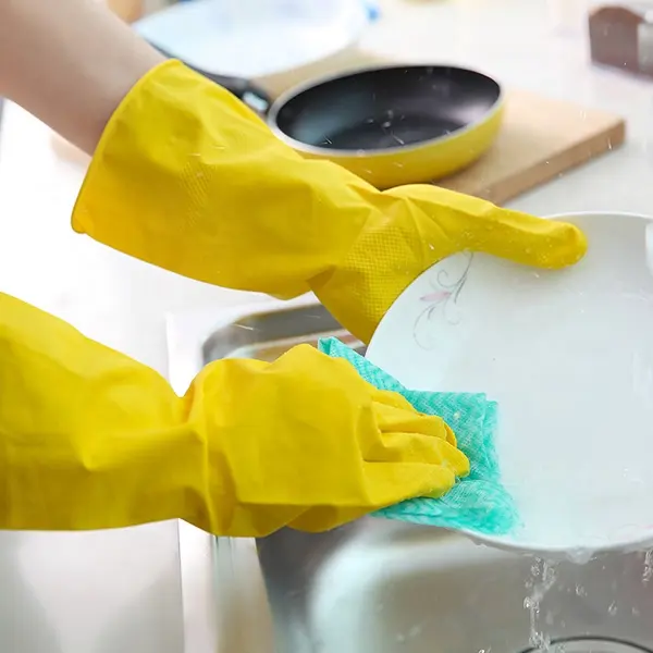 Dishwashing Rubber Gloves Non-Slip Household Laundry Kitchen Cleaning Gloves - Pair (Random color) - Image 3