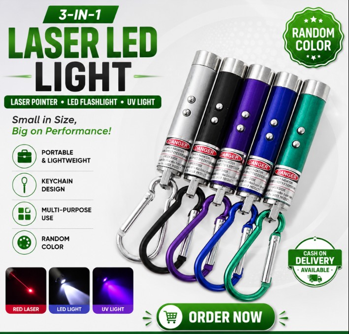Laser LED Light with Key Chain (1 Pcs ) | Mulituse Laser Pointer (random color)