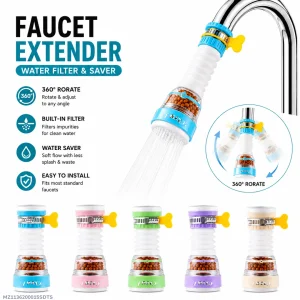 360° Rotating Faucet Extender with Filter | ABS Plastic Water Saver Tap Nozzle for Kitchen & Bathroom Sink