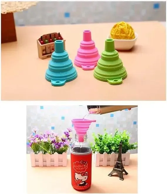 Collapsible Silicone Funnel Set of 2 – Foldable Kitchen Funnels for Bottles, Jars & Liquid Transfer - Image 2