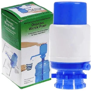 Blue Manual Water Pump Dispenser for Bottles – Leak-Proof Kitchen Water Press Pump