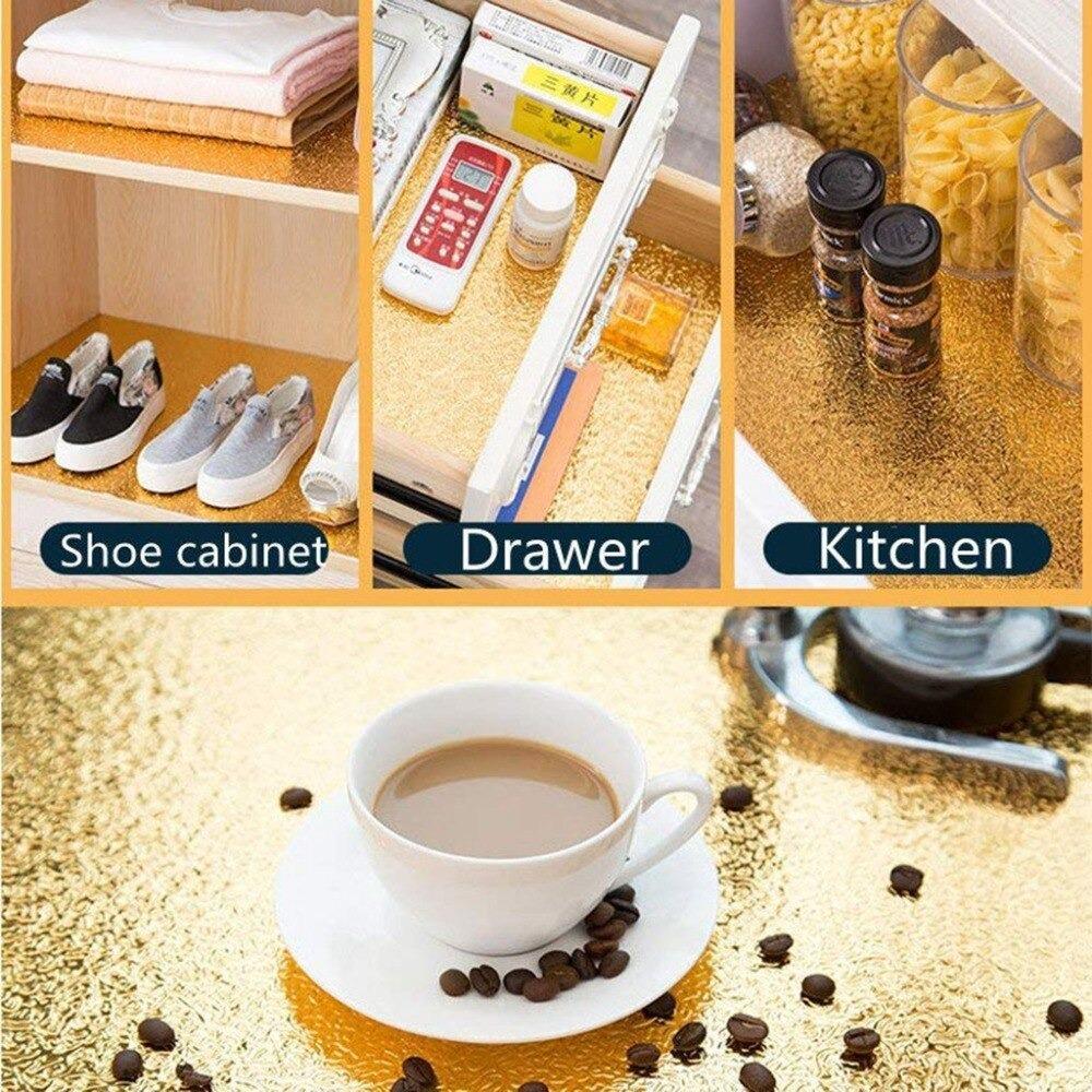 Golden Kitchen Foil Sticker Set of 3 – Waterproof, Heat-Resistant & Rust-Resistant Cabinet Liner Roll - Image 2