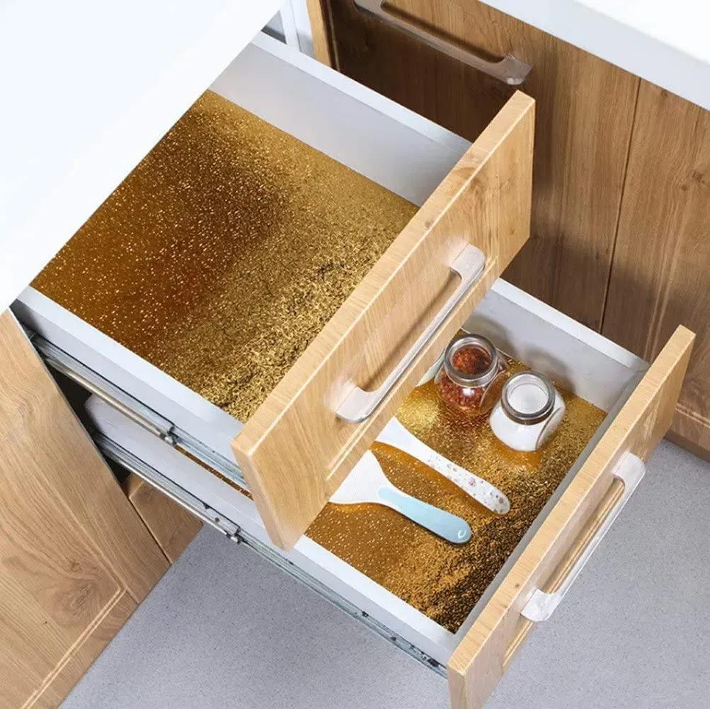 Golden Kitchen Foil Sticker Set of 3 – Waterproof, Heat-Resistant & Rust-Resistant Cabinet Liner Roll - Image 4