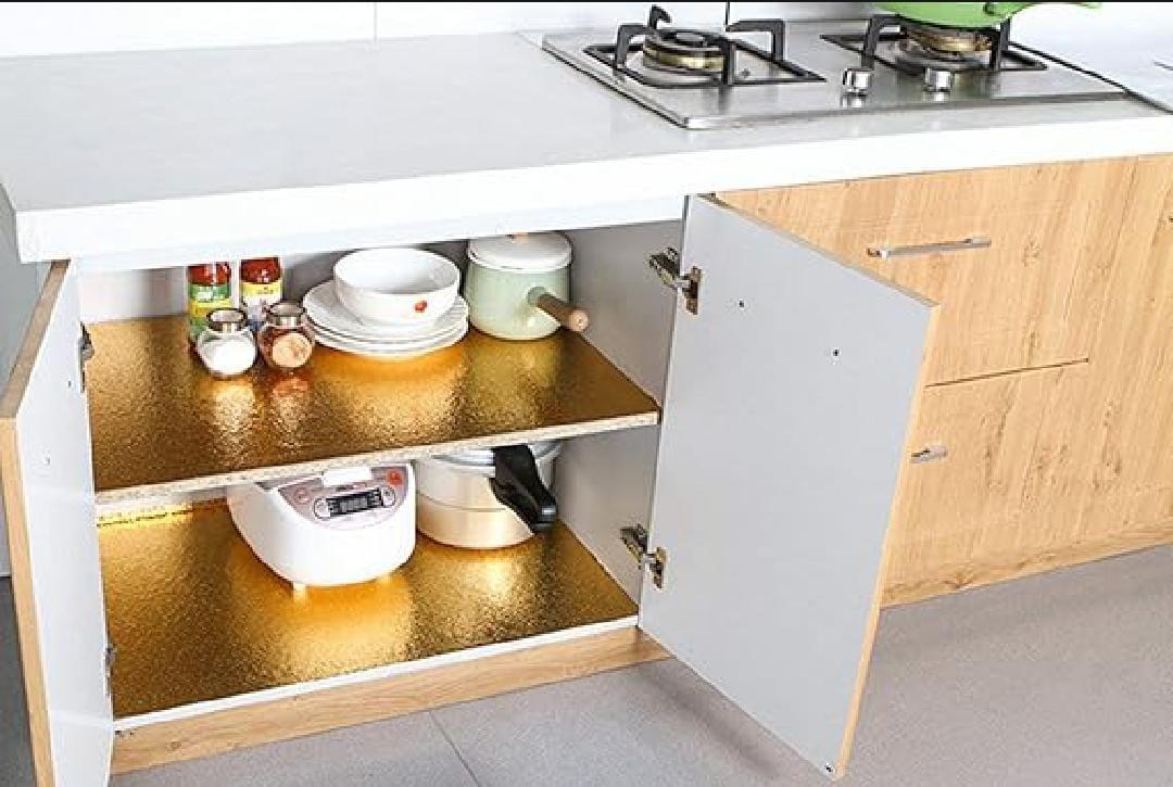 Golden Kitchen Foil Sticker Set of 3 – Waterproof, Heat-Resistant & Rust-Resistant Cabinet Liner Roll - Image 6
