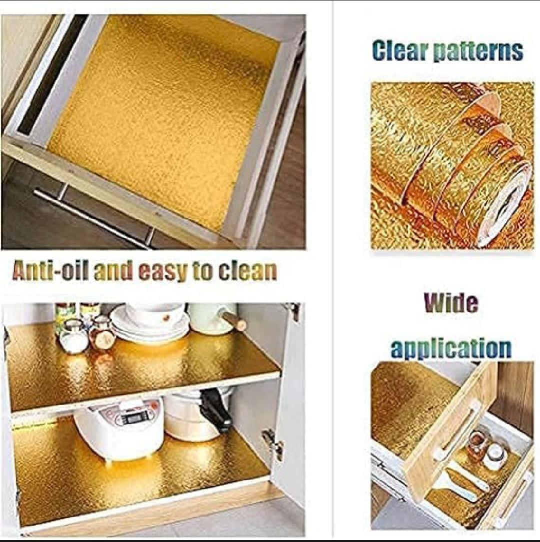 Golden Kitchen Foil Sticker Set of 3 – Waterproof, Heat-Resistant & Rust-Resistant Cabinet Liner Roll - Image 9