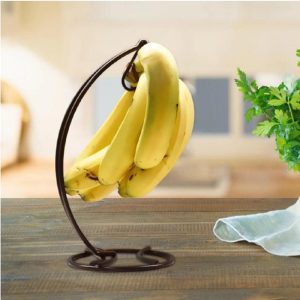 Black Metal Banana Stand for Kitchen Decor & Fruit Storage