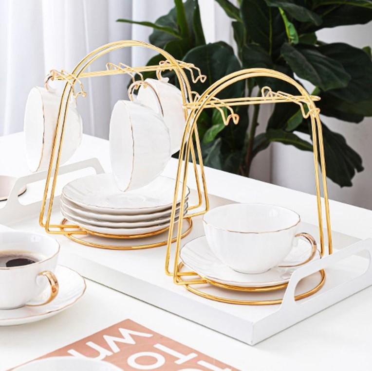 Golden Metal Cup Holder Dish Drying Rack for Kitchen Storage Stand – 1 Piece