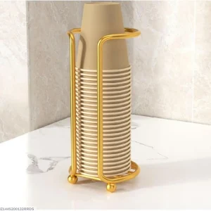 Iron Mug Stand with Weighted Base | Black & Golden Cup Holder Organizer for Kitchen & Office