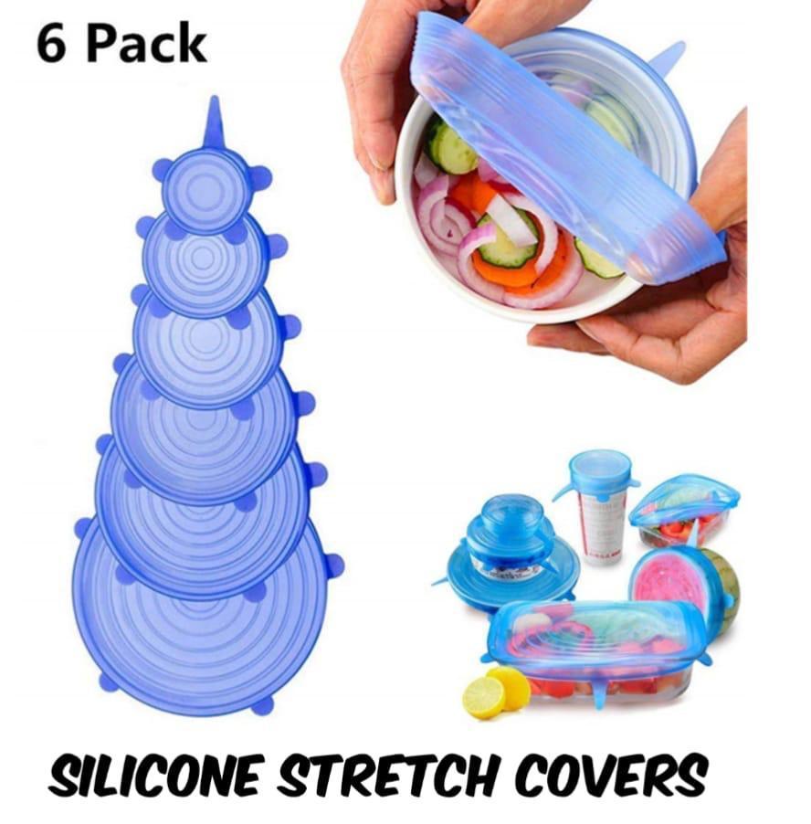 6-Piece Silicone Stretch Food Covers Set โ Reusable Leak-Proof Kitchen Bowl & Container Lids (Multicolor)
