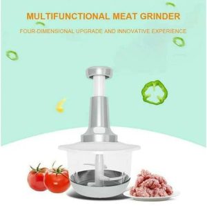 Multifunctional Manual Meat Grinder & Food Chopper – Hand Press Vegetable, Meat, Fruit & Garlic Mincer for Kitchen