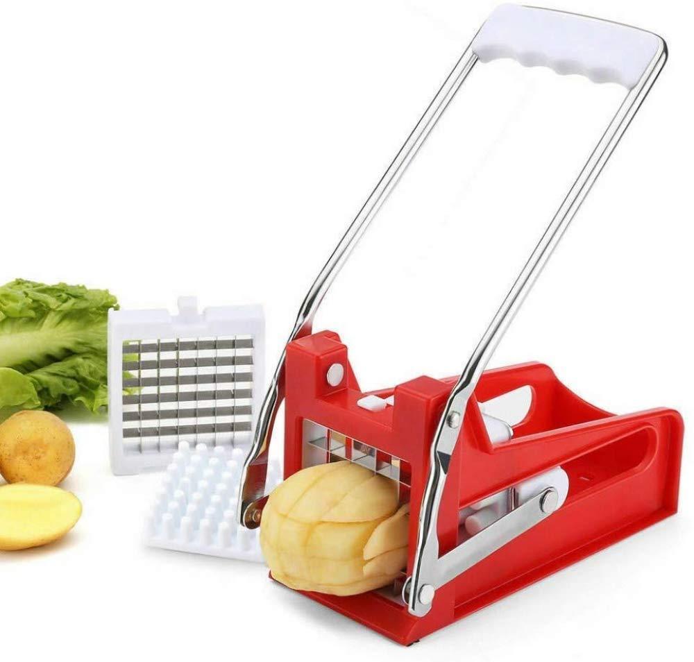 Stainless Steel Potato French Fry Cutter – Red & Silver Manual Kitchen Cutter - Image 2