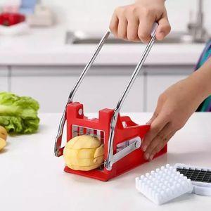 Stainless Steel Potato French Fry Cutter – Red & Silver Manual Kitchen Cutter - Image 4