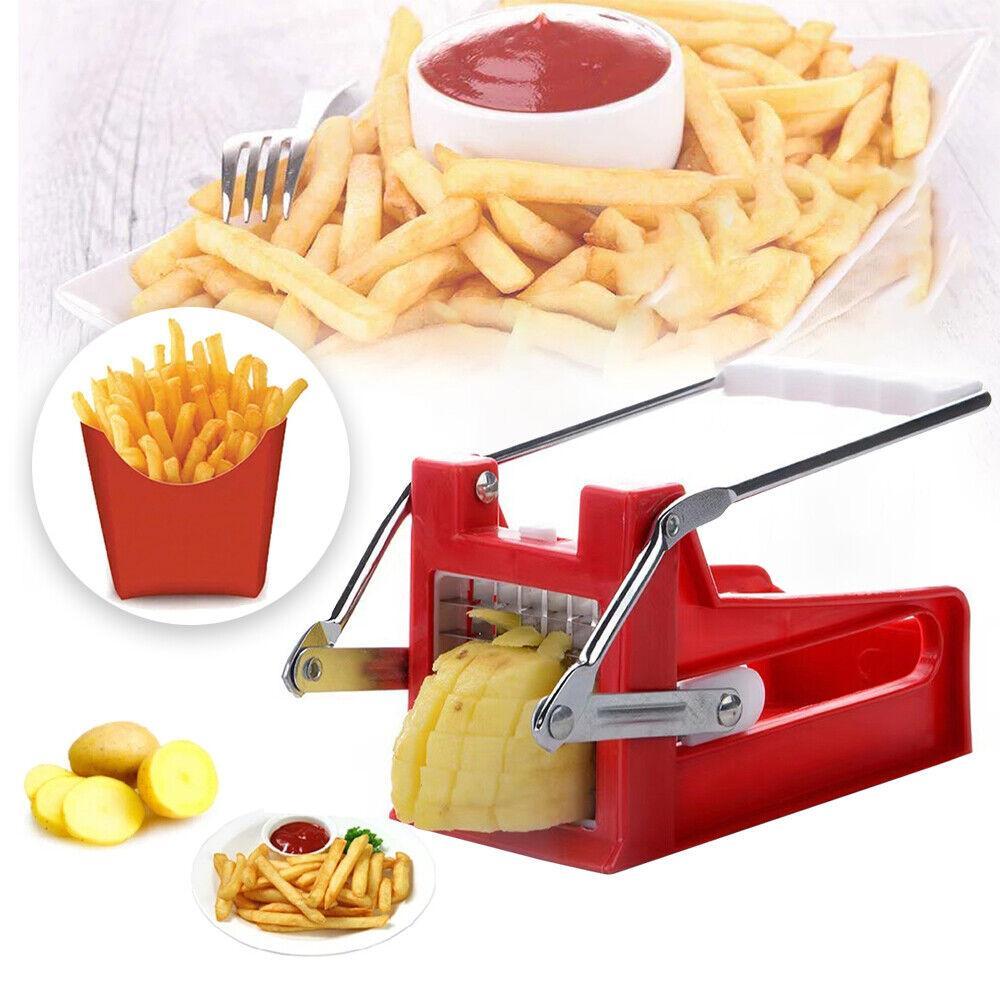 Stainless Steel Potato French Fry Cutter – Red & Silver Manual Kitchen Cutter