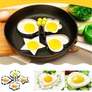 4-Piece Stainless Steel Egg Mold Set – Heart, Star, Flower & Butterfly Shapes for Creative Breakfasts