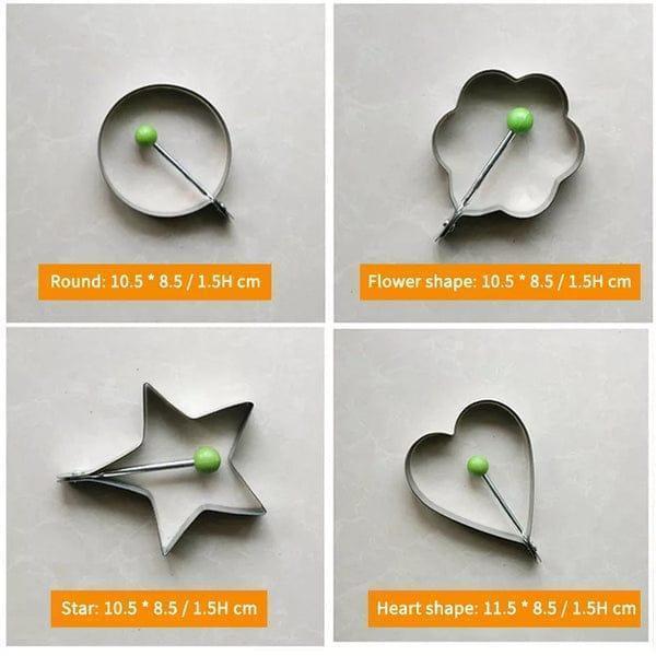 4-Piece Stainless Steel Egg Mold Set โ Heart, Star, Flower & Butterfly Shapes for Creative Breakfasts - Image 3