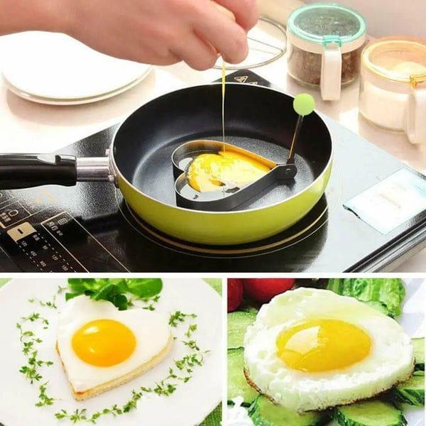 4-Piece Stainless Steel Egg Mold Set โ Heart, Star, Flower & Butterfly Shapes for Creative Breakfasts - Image 4