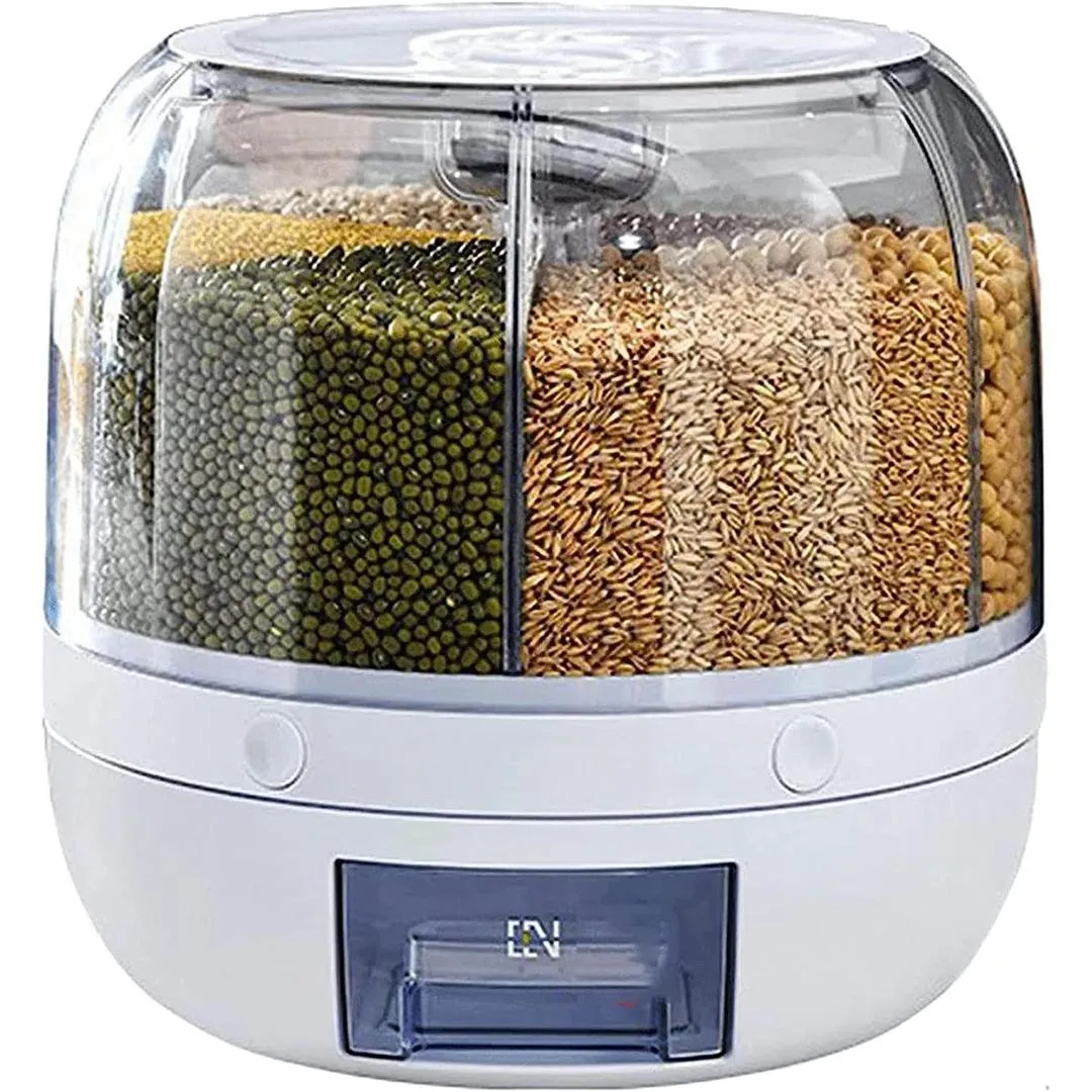 360° Rotating Rice & Grain Storage Dispenser – 7L Multi-Grid Kitchen Organizer for Rice, Beans & Cereals - Image 2