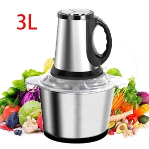 3L Electric Meat & Vegetable Chopper – Stainless Steel Food Processor with 4 Sharp Blades & 3-Speed Control