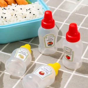 Mini Refillable Sauce Bottles Set – Portable Condiment Containers for Ketchup, Soy Sauce & Dressings (4 Pcs)