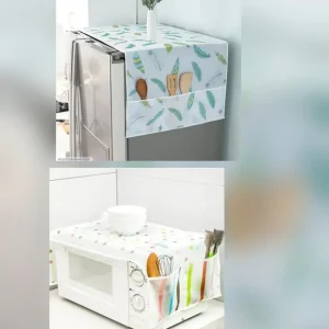 PVC Fridge & Microwave Cover Set – 2 Pcs Leaf & Polka Dot Kitchen Appliance Covers