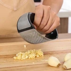 Garlic & Onion Grater with Storage Container | Manual Stainless Steel Kitchen Grater | Easy Food Prep Tool