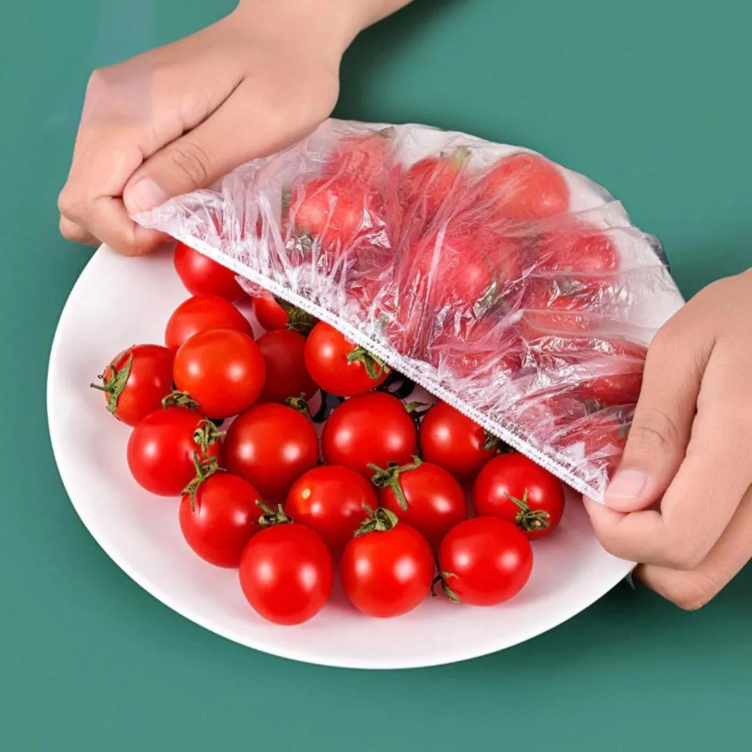 100 Pcs Disposable PVC Food Cling Film Covers – Stretchable Bowl & Plate Food Storage Covers (White) - Image 2