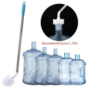 Long Handle Bottle Cleaning Brush for Water Bottles & Dispensers – Deep Cleaning Plastic Bottle Brush – White