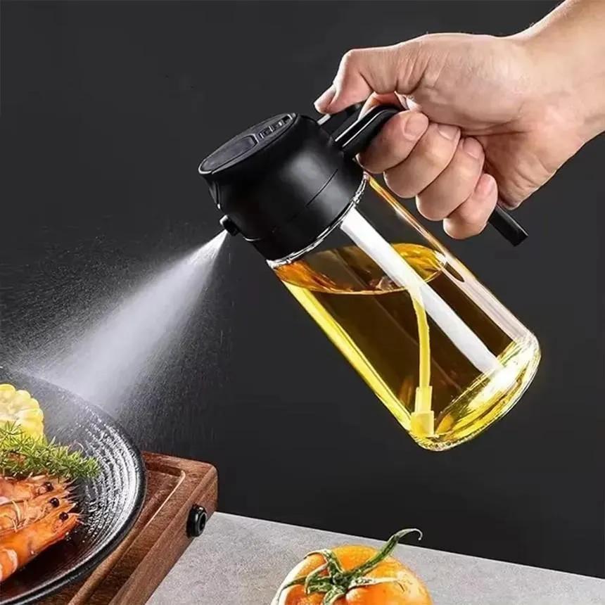 2-in-1 Oil Spray Bottle & Dispenser for Kitchen – Leakproof Glass Olive Oil Sprayer with Pouring Spout, Cooking Oil Mister - Image 3