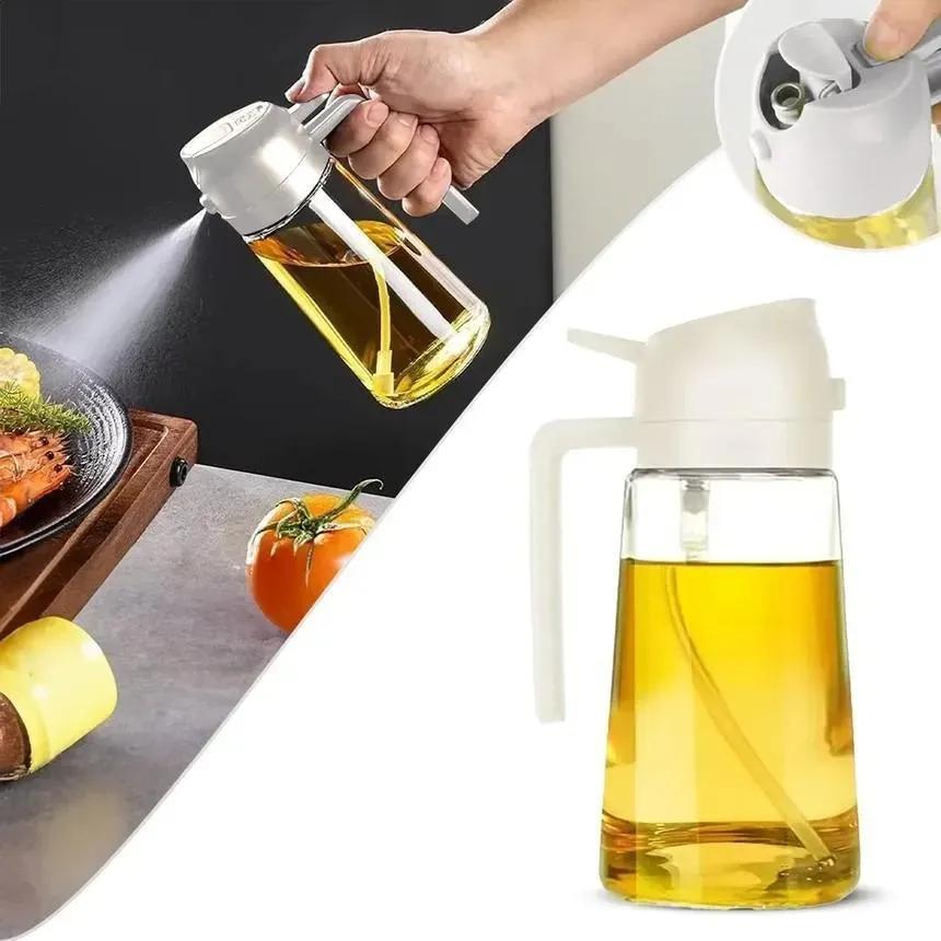 2-in-1 Oil Spray Bottle & Dispenser for Kitchen – Leakproof Glass Olive Oil Sprayer with Pouring Spout, Cooking Oil Mister - Image 4