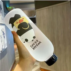 Cute Cartoon Water Bottle 1000ml – Transparent Large Capacity Drinking Bottle with Straw for School, Gym & Travel