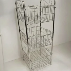 3-Tier Chrome Stainless Steel Kitchen Storage Rack | Multi-Purpose Fruit & Vegetable Organizer