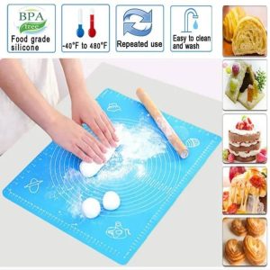 Blue Silicone Roti Mat BPA Free Food Grade Non-Stick Kneading & Baking Mat for Kitchen Use